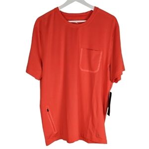MPG Orange Short Sleeve Tee Athletic Sports Running Tee Shirt w/ Zip Pocket